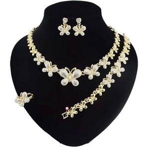Elegant Gold Filled Butterfly Jewelry Set necklace bracelet earrings